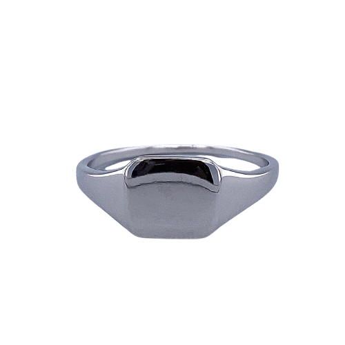 SILVER PLAIN RECT MENS SIGNET RING