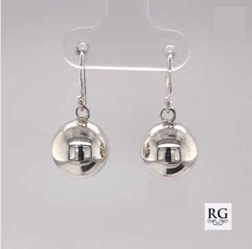 SILVER BALL ON SHEPHERD HOOK EARRINGS