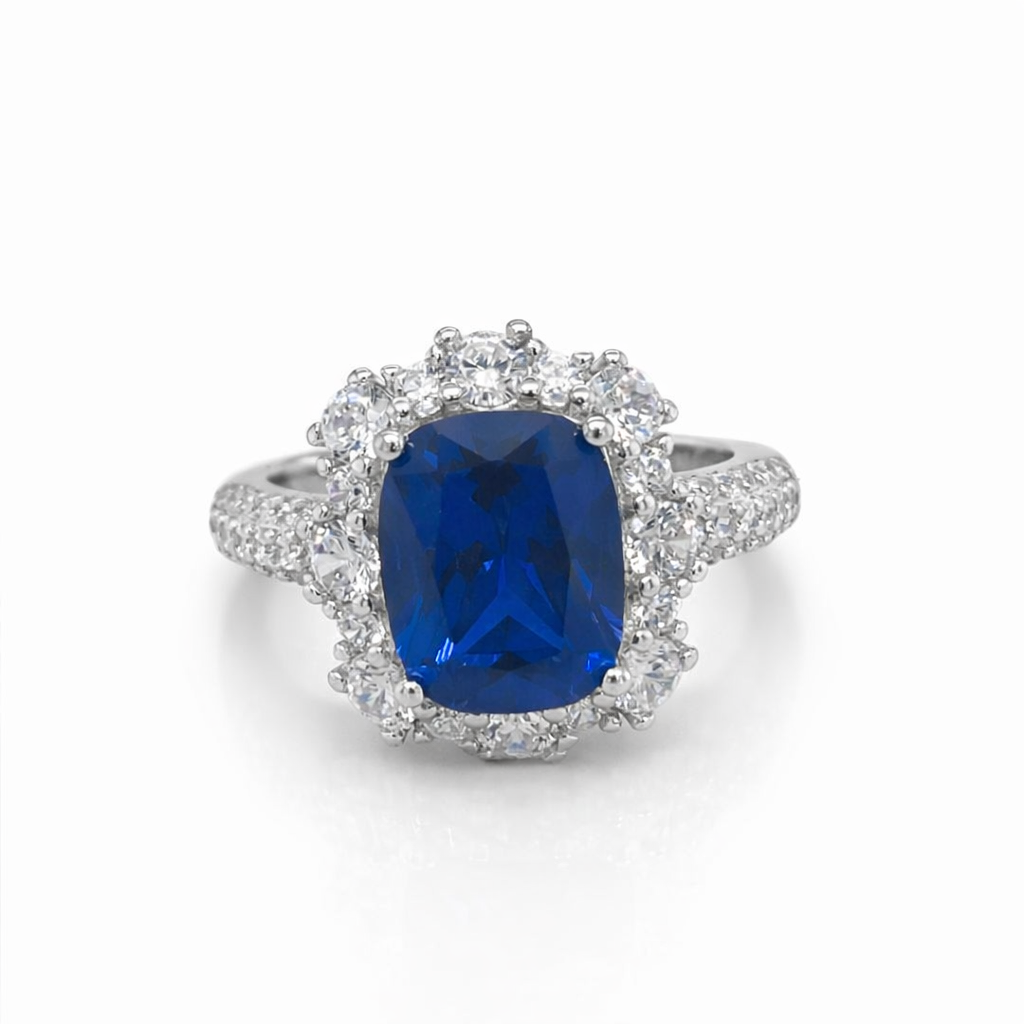Silver cz pave dress ring