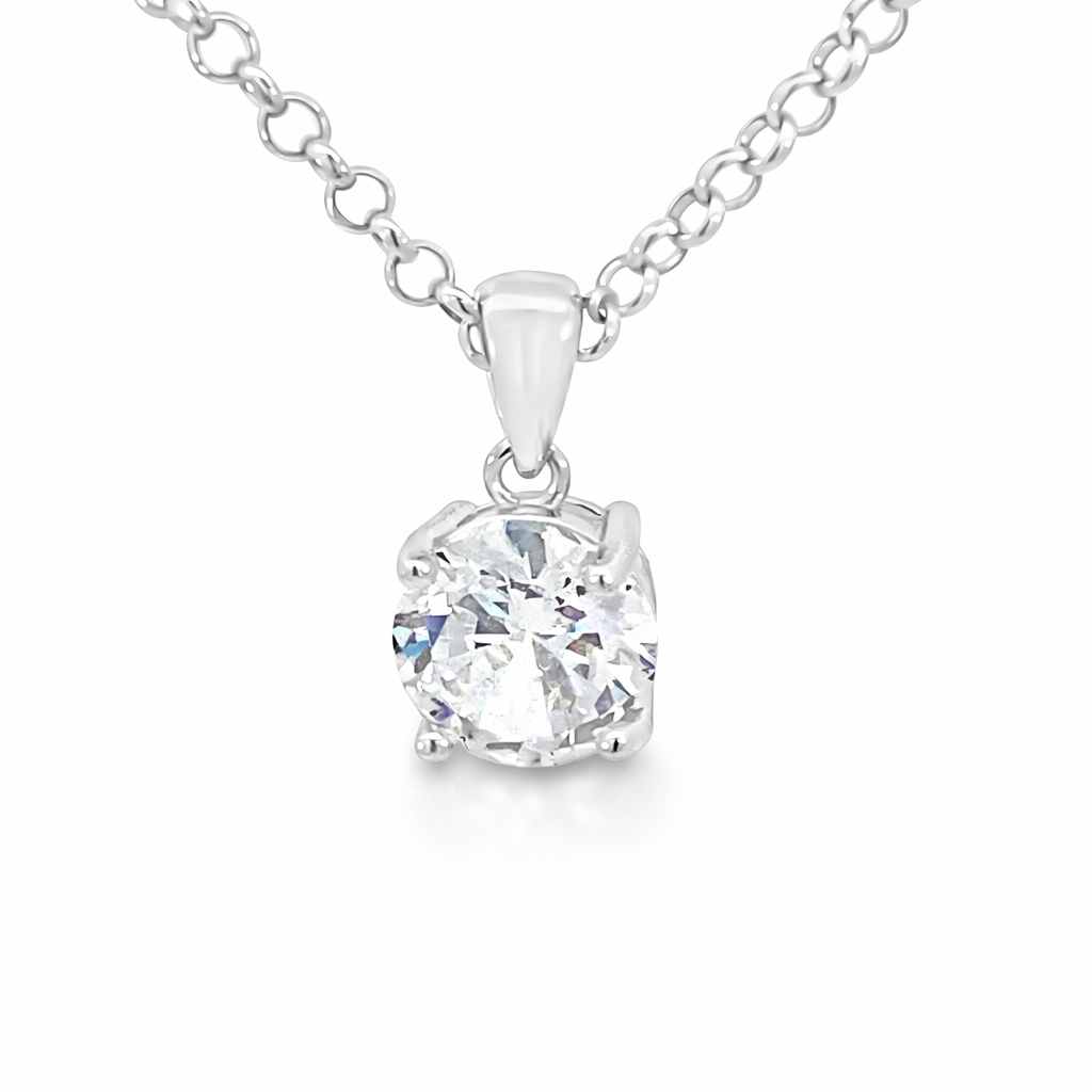 SILVER CZ 4 CLAW SET PENDANT