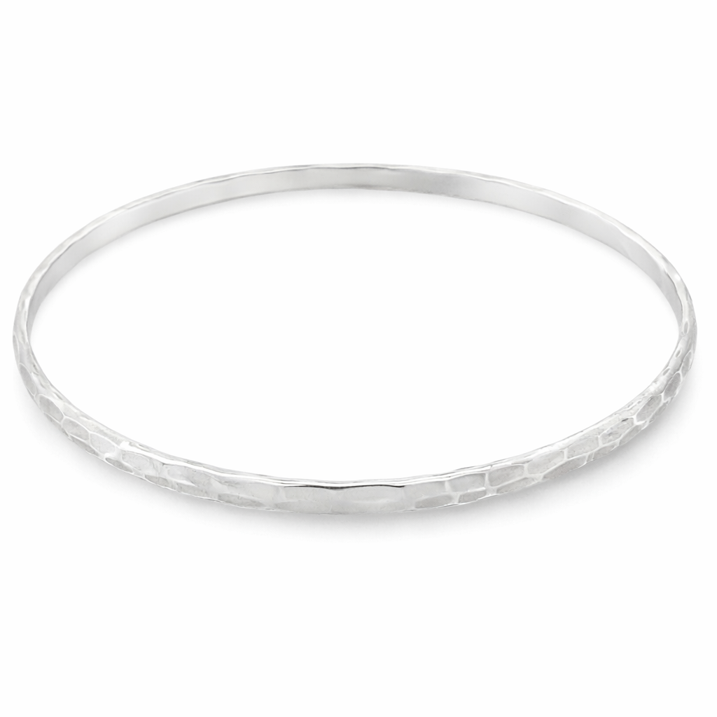 Silver hammered bangle