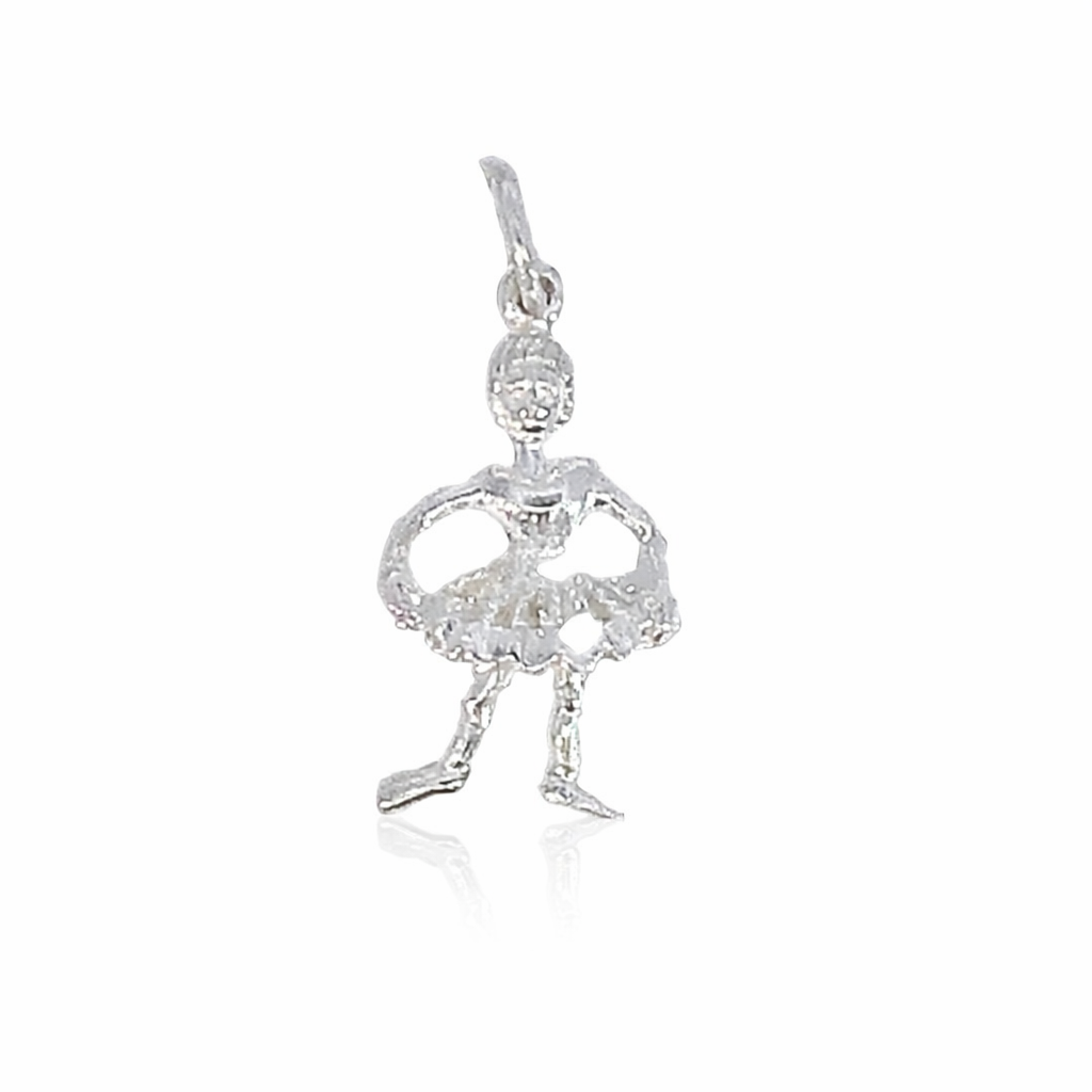 Silver etched ballerina charm