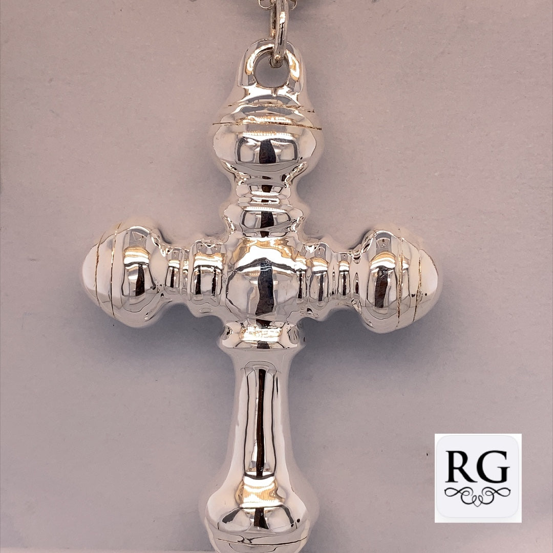 SILVER ELECTROFORM ETCHED BULKY CROSS