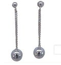 SILVER BALL & CHAIN DROP EARRINGS