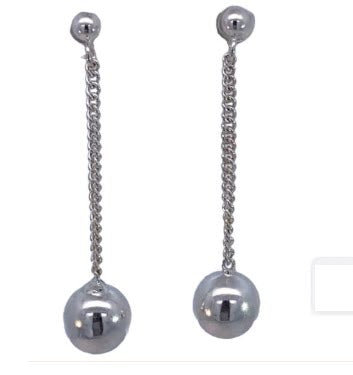 SILVER BALL & CHAIN DROP EARRINGS