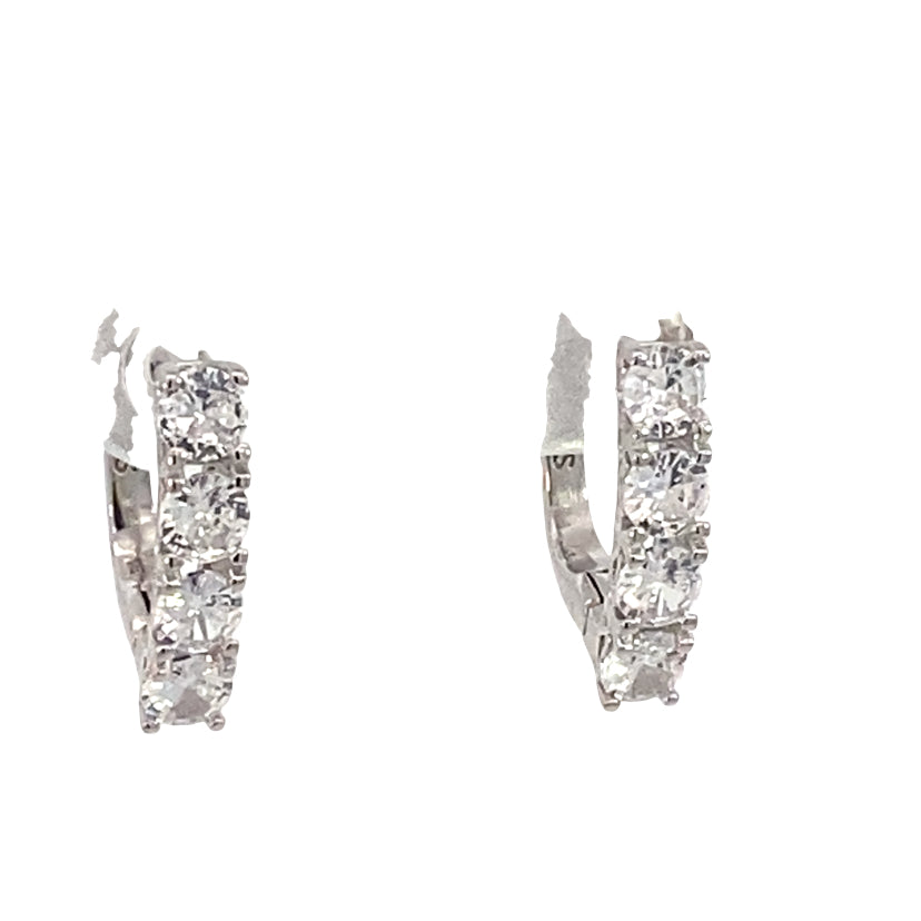 Silver 4x cz pave claw set latch back earring
