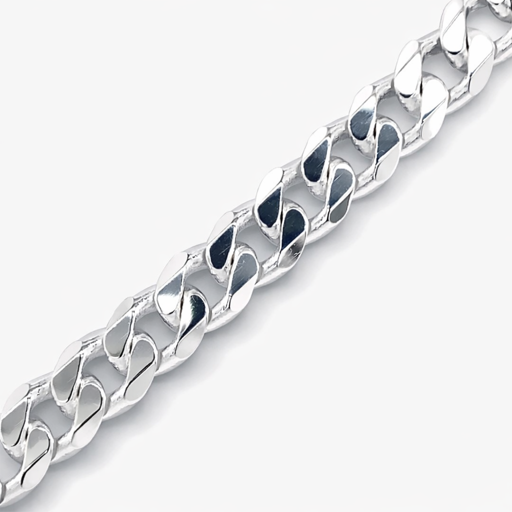 SILVER BEVEL EDGED CURB LINK BRACELET