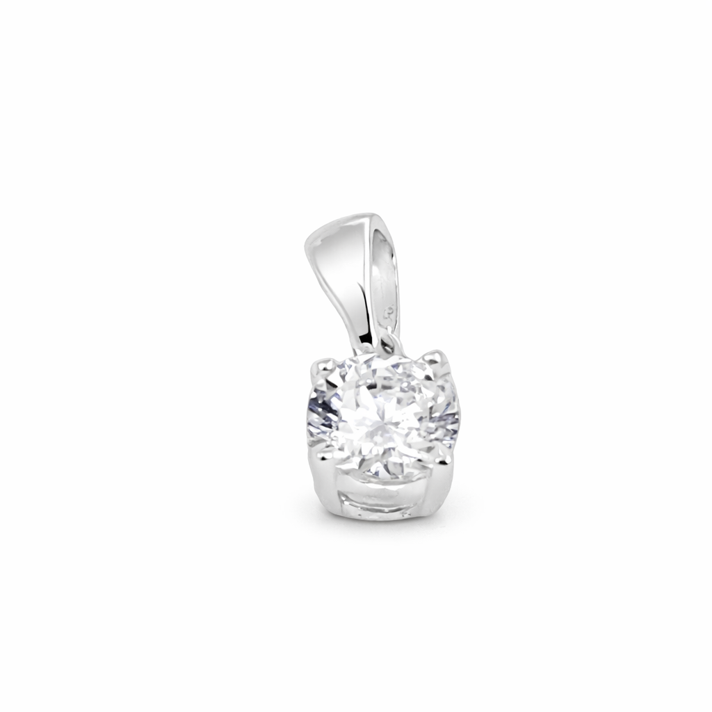 SILVER CZ 4 CLAW SET PENDANT