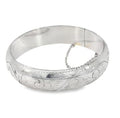 SILVER HOLLOW ENGRAVED D-SHAPE HINGE BANGLE