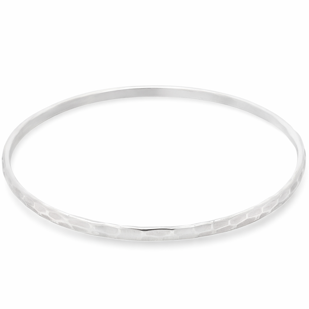 Silver hammered bangle