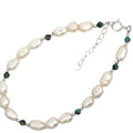 AFRICAN TURQUOISE & WHITE RICE PEARL & SILVER BRACELET