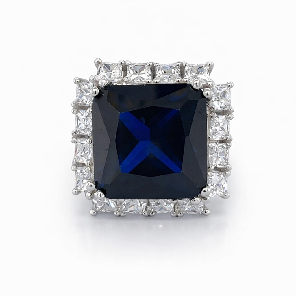 Silver cz pave chunky dress ring