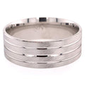 SILVER RHODIUM PLATED FANCY MENS WED BAND