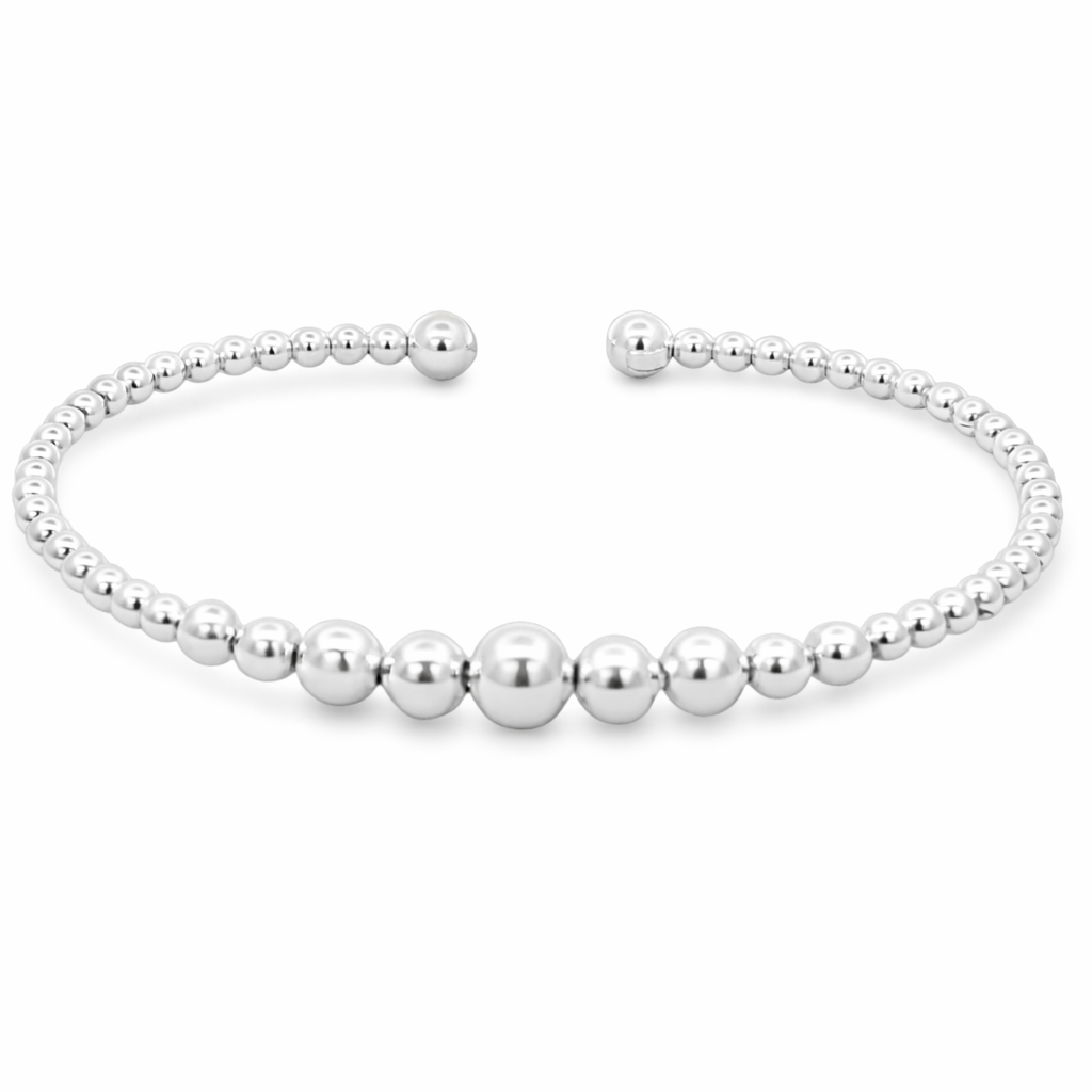Silver gradual balls on c-bangle