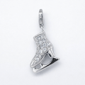Silver cz pave ice-skate shoe charm