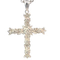 SILVER MATT FLOWERY ETCHED CROSS