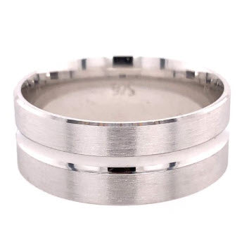 SILVER RHODIUM PLATED FANCY MENS WEDDING BAND