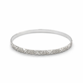 Silver flowers etched d-shape bangle