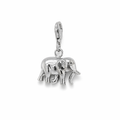Silver cz hollow elephant charm