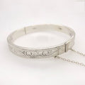 SILVER HOLLOW ENGRAVED FLAT HINGE BANGLE