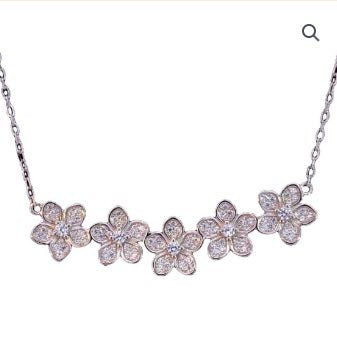 SILVER CZ PAVE DAISIES ON ANCHOR CHAIN
