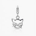 Silver cats head outline charm