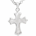 Silver mother of pearl scallop ends cross