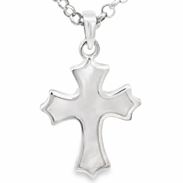 SILVER MOTHER OF PEARL SCALLOP ENDS CROSS