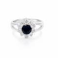 Silver cz flower ring