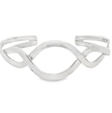 SILVER OPEN CUT WEAVE BANGLE