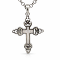 Silver mother of pearl filigree scallop ends cross