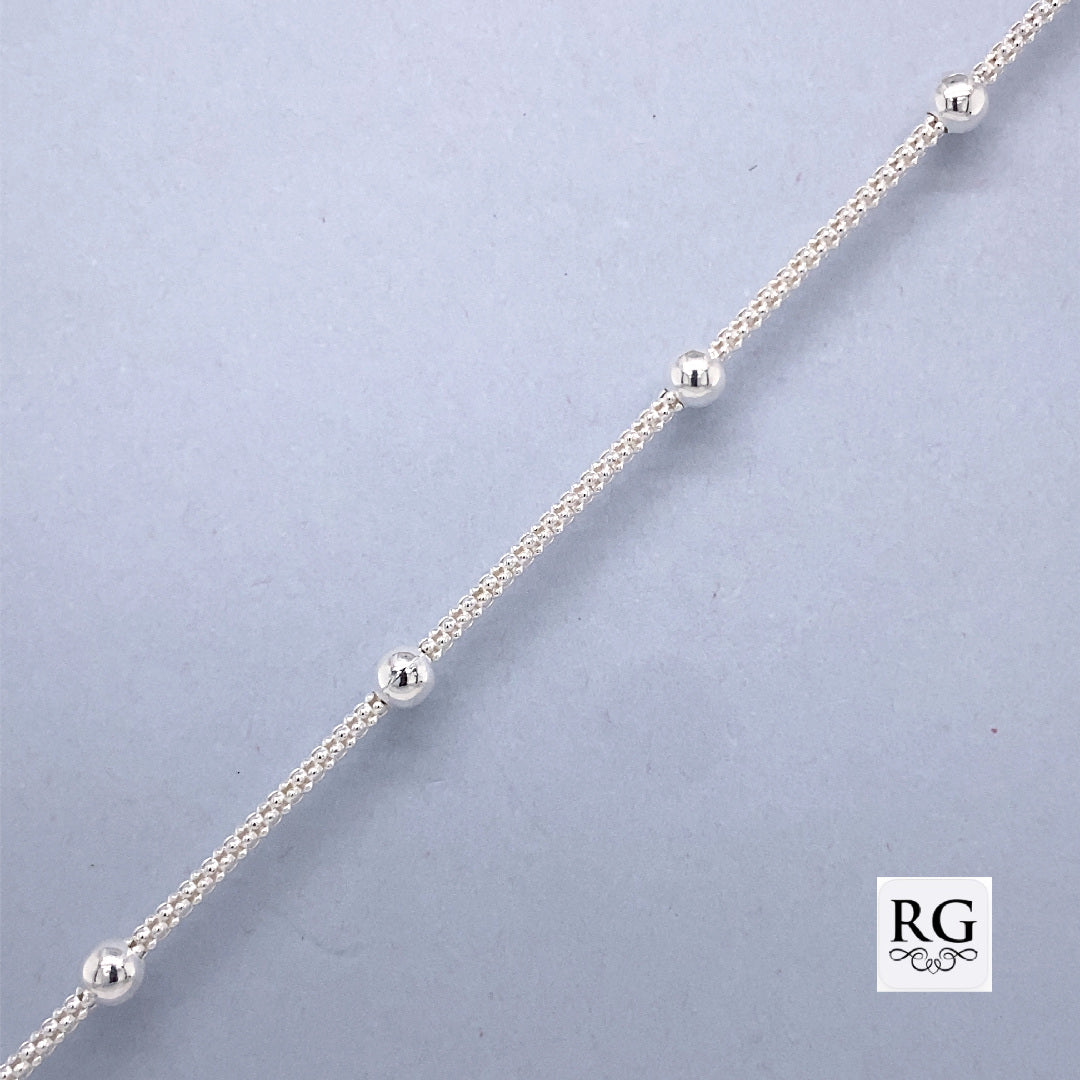 SILVER BALLS ON POPCORN BRACELET & CHAIN