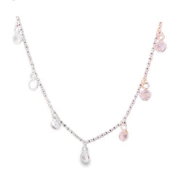SILVER 7X TUBE SET CZ’S ON ANCHOR CHAIN
