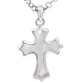 SILVER MOTHER OF PEARL SCALLOP ENDS CROSS