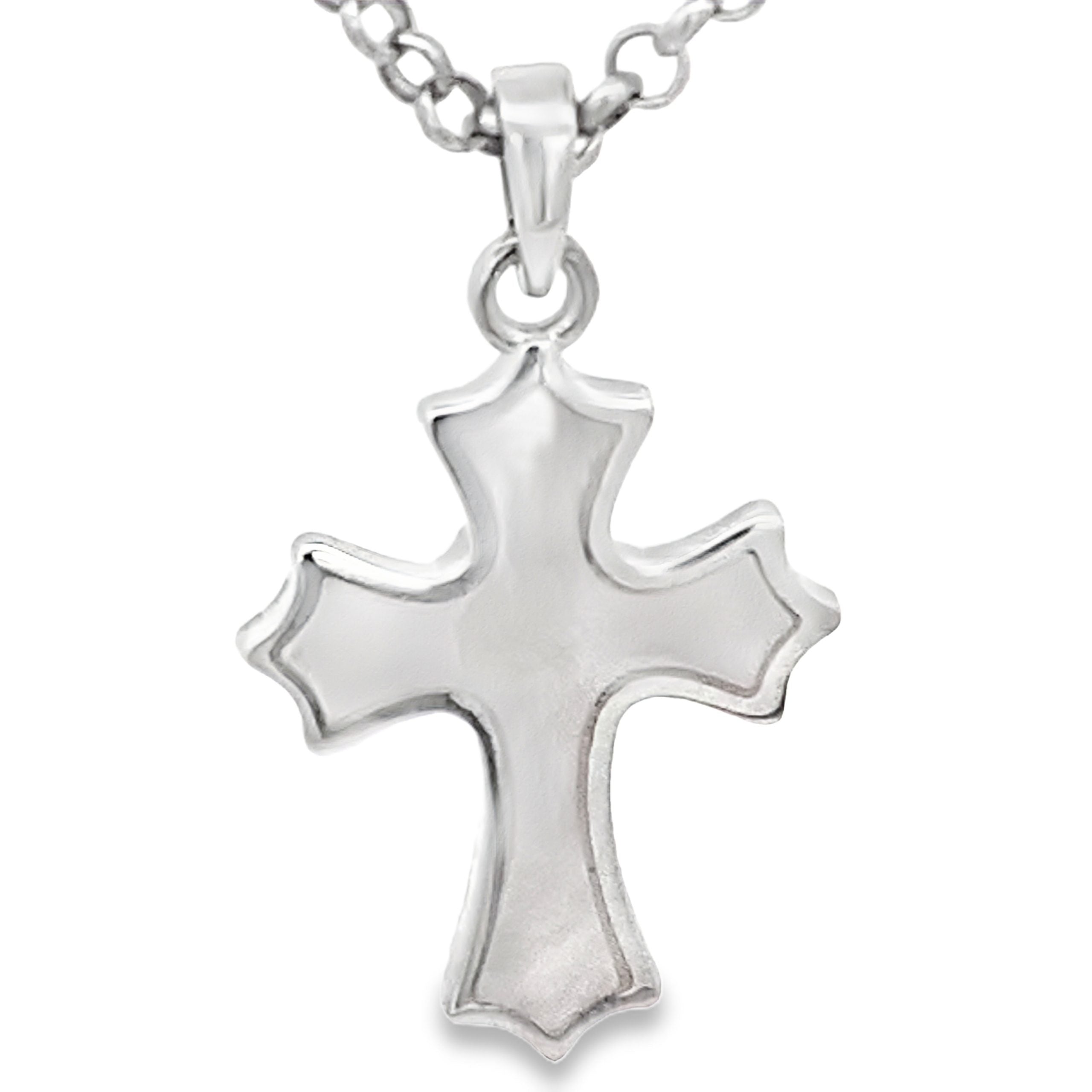 SILVER MOTHER OF PEARL SCALLOP ENDS CROSS