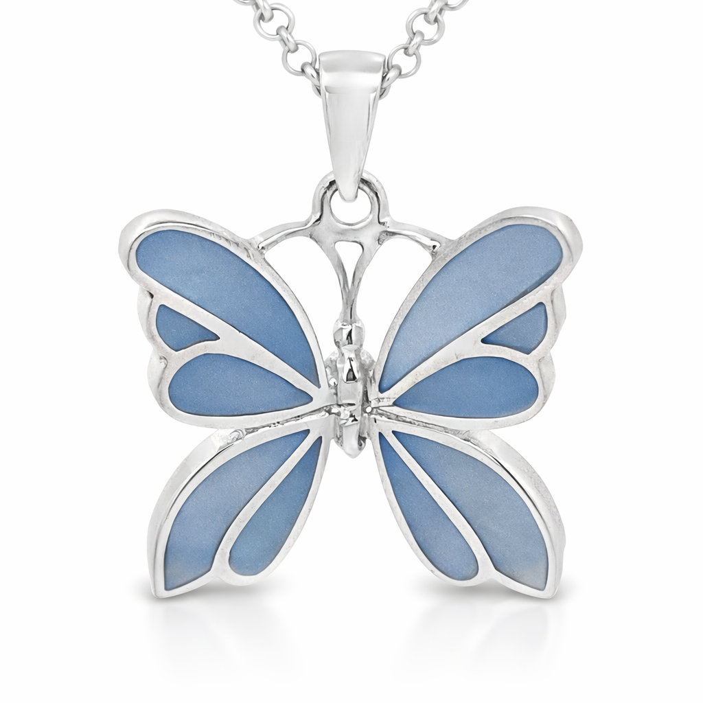 SILVER BLUE MOP BUTTERFLY PENDANT