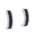 SILVER BLACK & WHITE CZ PAVE 4 STRAND HALF HOOP EARRINGS