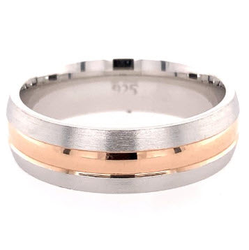 SILVER RHODIUM ROSE PLATED MEN'S WEDDING BAND