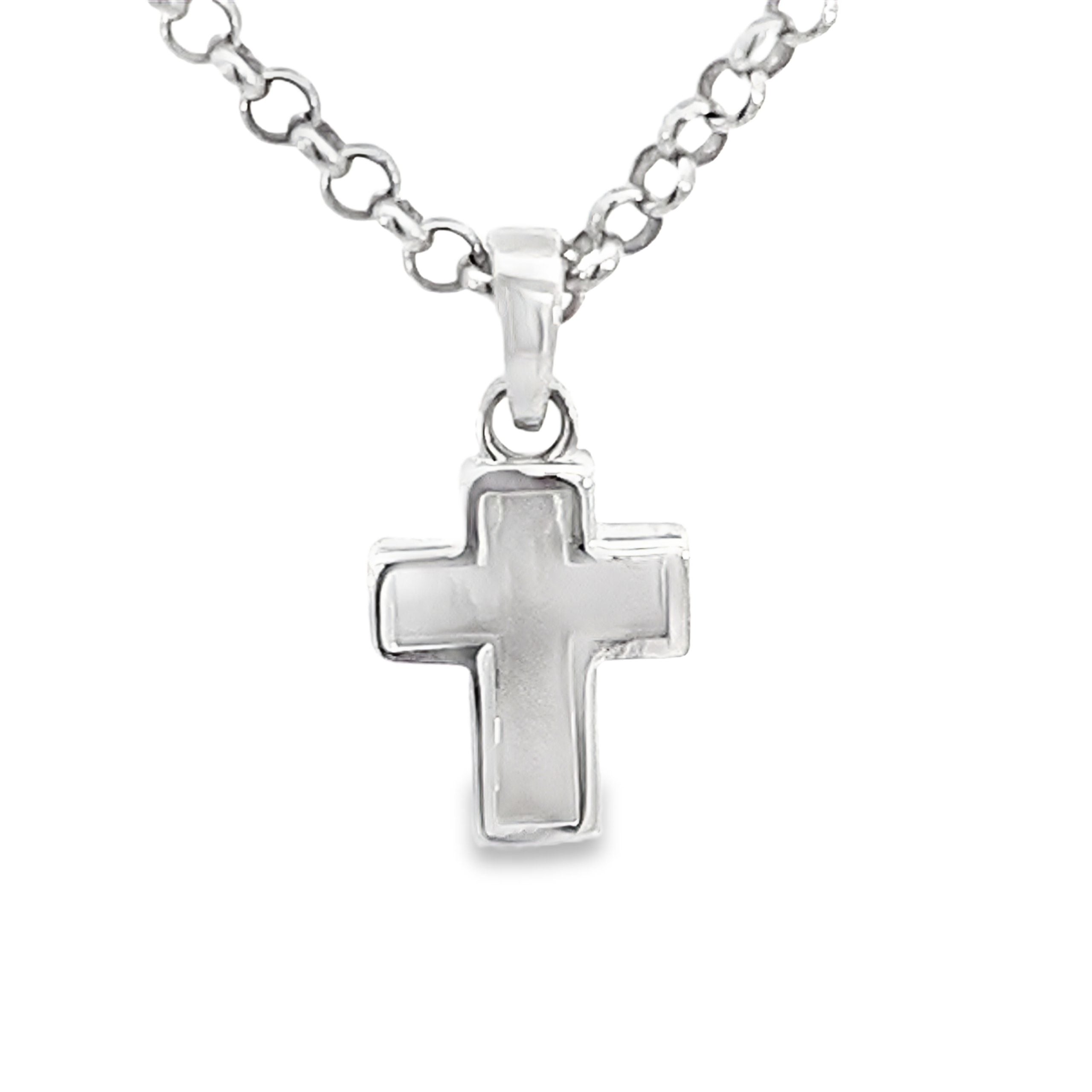SILVER MOTHER OF PEARL TUBE SET CROSS