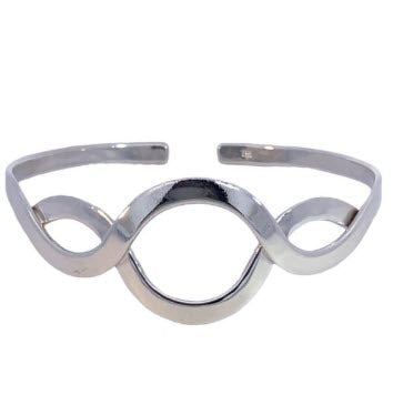 SILVER OPEN WAVY CUFF BANGLE