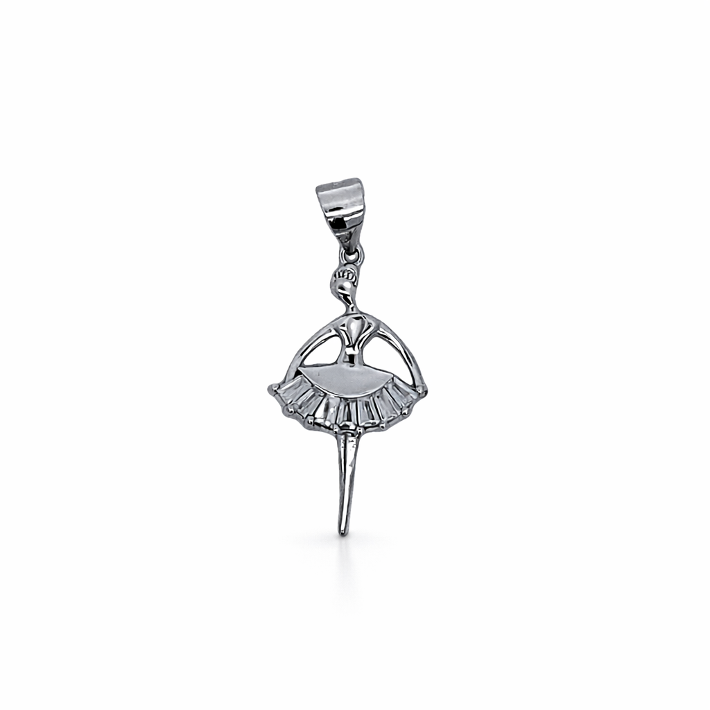SILVER BAG CZ PAVE BALLERINA PENDANT