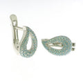 SILVER BLUE CZ OPEN CUT TEARDROP STUD EARRINGS