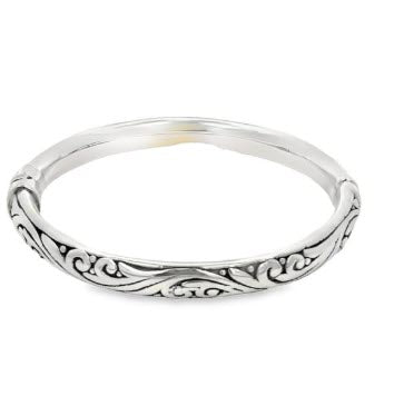 SILVER OXIDIZED ELECTROFORMED FILIGREE HINGE BANGLE