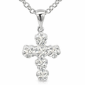 Silver matt plumeria flower cross