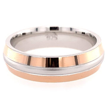 SILVER RHODIUM ROSE PLATED MENS WEDDING BAND