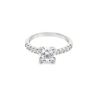 SILVER CZ PAVE 4 CLAW SET SOLITAIRE RING