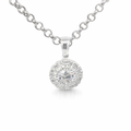 Silver cz pave millgrain double halo round pendant