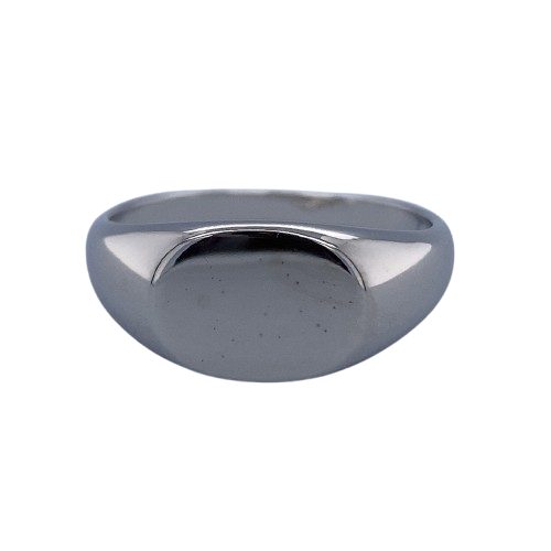 SILVER PLAIN OVAL MENS SIGNET RING