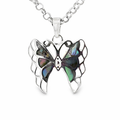 Silver abalone open cut butterfly pend