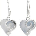 SILVER BLUE MOTHER OF PEARL HEART DROP EARRINGS